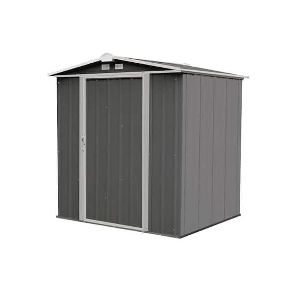Arrow 6 ft. H x 5 ft. D x 5.5 ft. W EZEE Galvanized Steel Low Gable Shed in Charcoal/Cream Trim with Snap-IT Quick Assembly