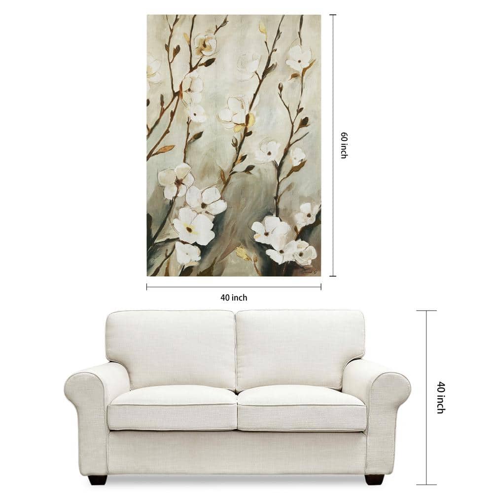Blossoming Tranquility Gold Shagreen Floral Canvas Wall Art