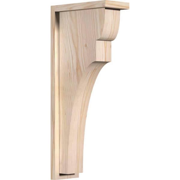 Ekena Millwork 5-1/2 in. x 12 in. x 28 in. Douglas Fir Yorktown Smooth Corbel with Backplate