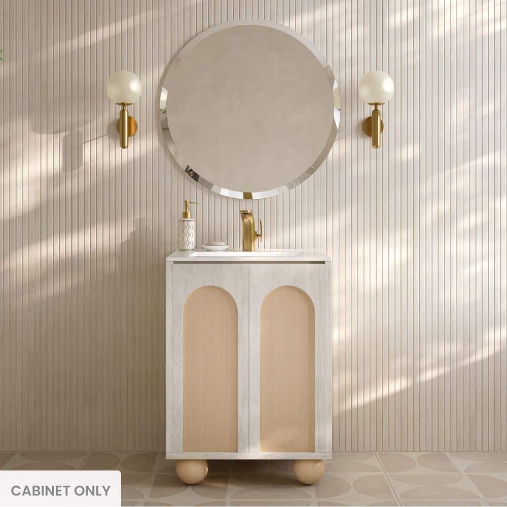 Plaisir 24" White Oak MDF Freestanding Bathroom Vanity with Ceramic Sink