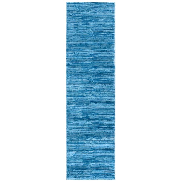 Vision Blue 2 ft. x 16 ft. Solid Marle Runner Rug