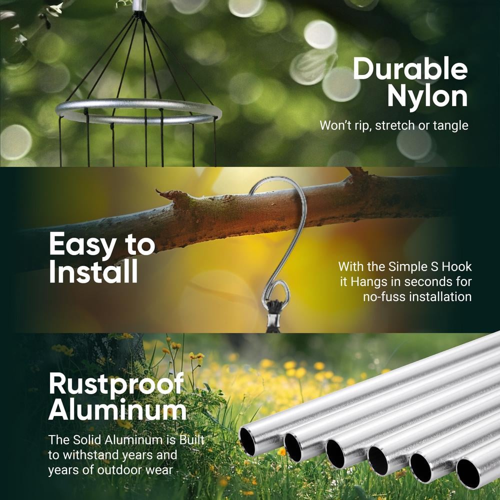 Nature's Melody 36" Silver Aluminum Outdoor Wind Chimes