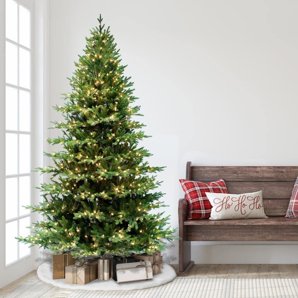 7.5-Foot Pre-Lit Balsam Fir Artificial Christmas Tree with White Lights