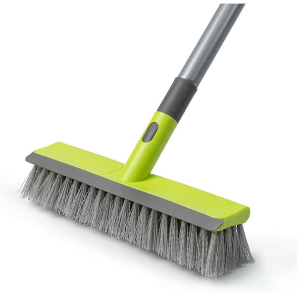 57 in. Handle 2-in-1 Floor Scrub Brush Scrape Stiff Bristle Deck Brush for Concrete Patio Garage Carpet Kitchen Bathroom