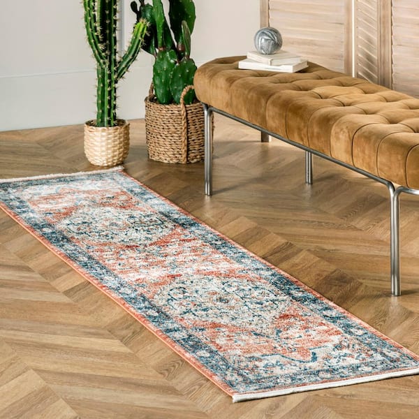 Zara Vintage Medallion Area Rug Rust 2 ft. 6 in. x 10 ft. Runner Rug