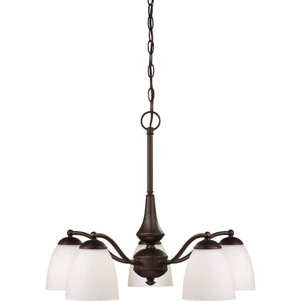 Glomar 5-Light Prairie Bronze Chandelier with Frosted Glass Shade
