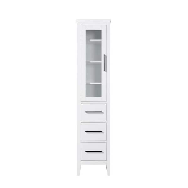 16 in. W x 18 in. D x 72 in. H White Freestanding Linen Cabinet