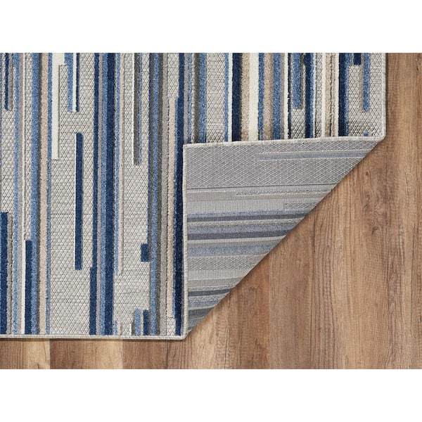 Calla Blue Denni 8 ft. x 10 ft. Coastal Abstract Indoor/Outdoor Area Rug