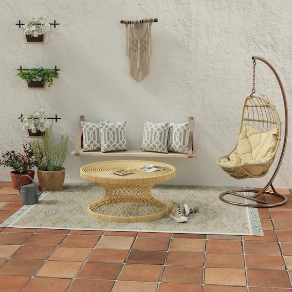 Jordan Manufacturing 18 in. L x 18 in. W x 4 in. T Outdoor Throw Pillow in Chauncey Pumice (2-Pack)