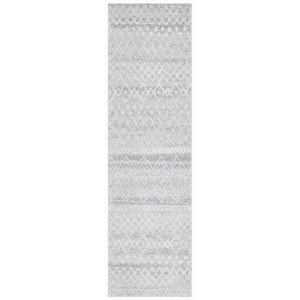 Madison Silver/Ivory 2 ft. x 8 ft. Geometric Floral Runner Rug