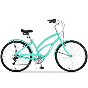 26 in. Women 7 Speed Mint Green Beach Cruiser Bicycle