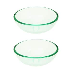 Tempered Glass Vessel Sink with Drain, Clear Mini Round Bowl Sink (Set of 2)