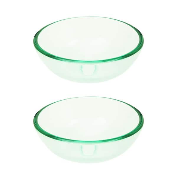 RENOVATORS SUPPLY MANUFACTURING Tempered Glass Vessel Sink with Drain, Clear Mini Round Bowl Sink (Set of 2)