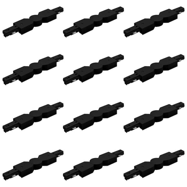 H Track Light Adjustable Connector, Single Circuit 3-Wire Track Light Accessories, 120V Live Power Source, Black 12 Pack