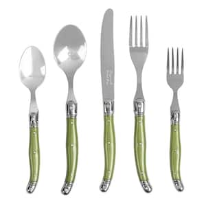 French Home 20-Piece Stainless-Steel Laguiole Flatware Set, Service-4, Spring Green