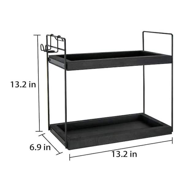 11.8 in. W x 6.1 in. D x 14 in. H Shower Baskets for Bathroom 2-Tier Storage Organizer in Black