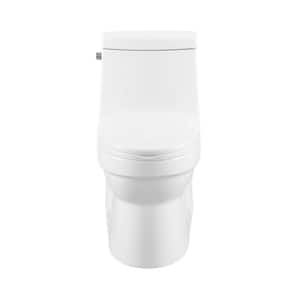Virage 1-Piece 1.28 GPF Single Flush Elongated Toilet in Glossy White, Seat Included