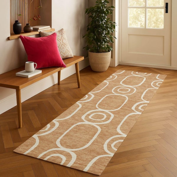 Chantille Machine Washable Indoor/Outdoor Abstract ACN2344 Rust 2 ft. 3 in. x 7 ft. 6 in. Runner Rug