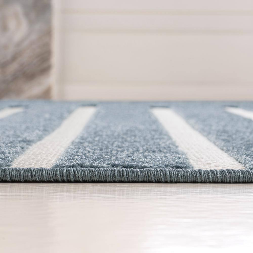 Navy and Cream Synthetic Stripe 3 ft. x 5 ft. Area Rug