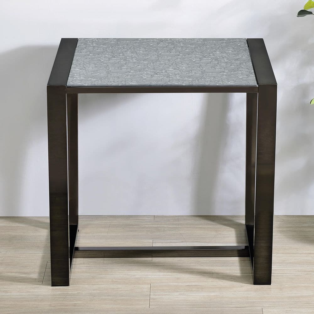 Mazie 24" Square End Table with Patterned Mirror Top