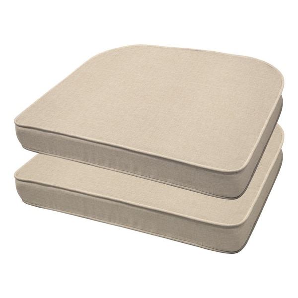 Honeycomb Textured Solid Almond Rounded Outdoor Seat Cushion (2-Pack)
