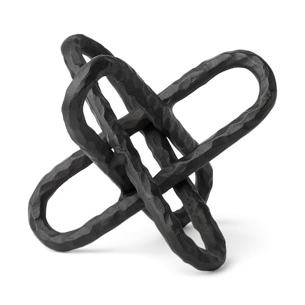 HomeRoots 10 in. Black Textured Metal Chain Link Sculpture