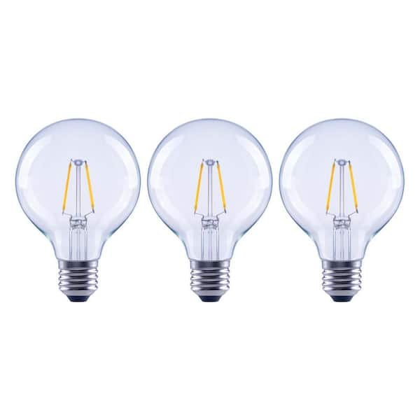 EcoSmart 25-Watt Equivalent G25 Dimmable Globe Clear Glass Filament LED Vintage Edison Light Bulb Daylight (3-Pack)