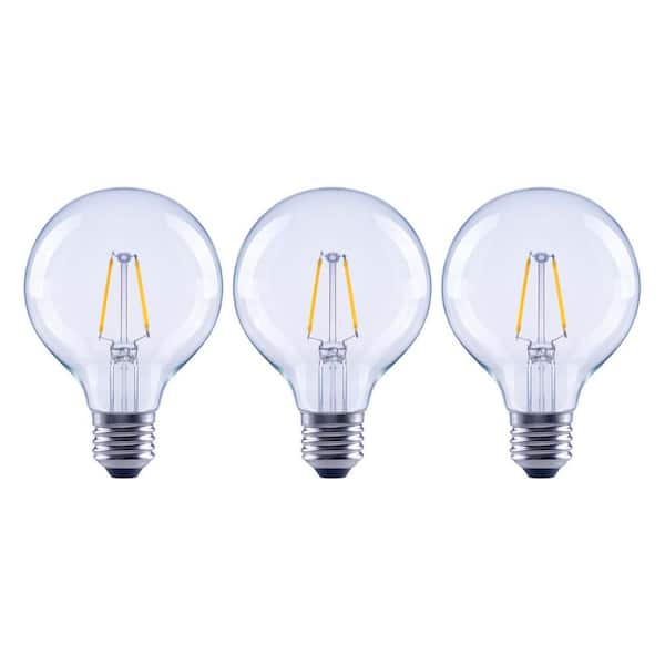 EcoSmart 25-Watt Equivalent G25 Dimmable Globe Clear Glass Filament LED Vintage Edison Light Bulb Daylight (3-Pack)