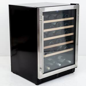 24 in. Width 51-Bottle Wine Cooler, Stainless Steel