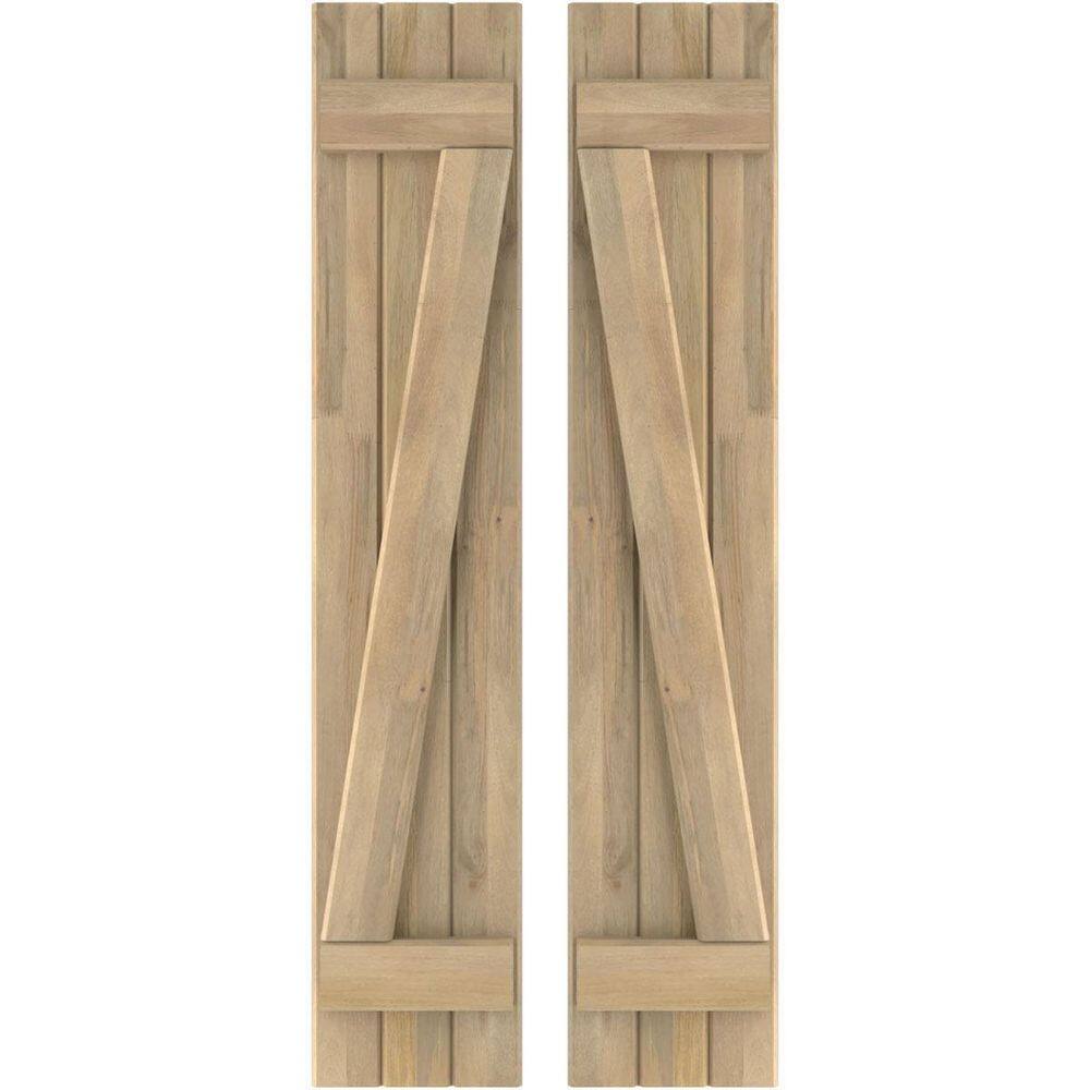 10-1/2 in. W x 38 in. H Americraft 3 Board Exterior Real Wood Joined Board and Batten Shutters with Z-Bar Unfinished price history on PriceWatchPro