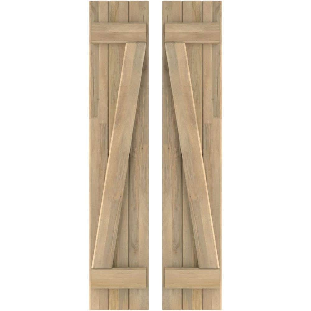 10-1/2 in. W x 83 in. H Americraft 3 Board Exterior Real Wood Joined Board and Batten Shutters with Z-Bar Unfinished price history on PriceWatchPro