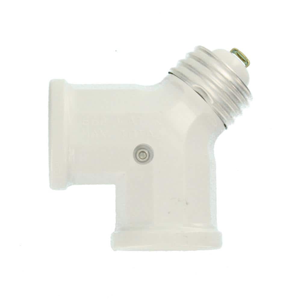White Twin Light-Socket Adapter for Medium Base Bulbs