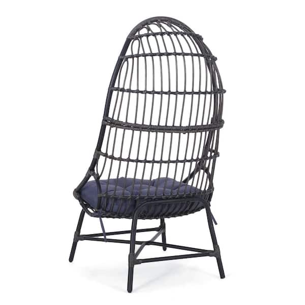 Modern Wicker Cocoon Chair-PE Rattan Egg Chair with Iron Frame