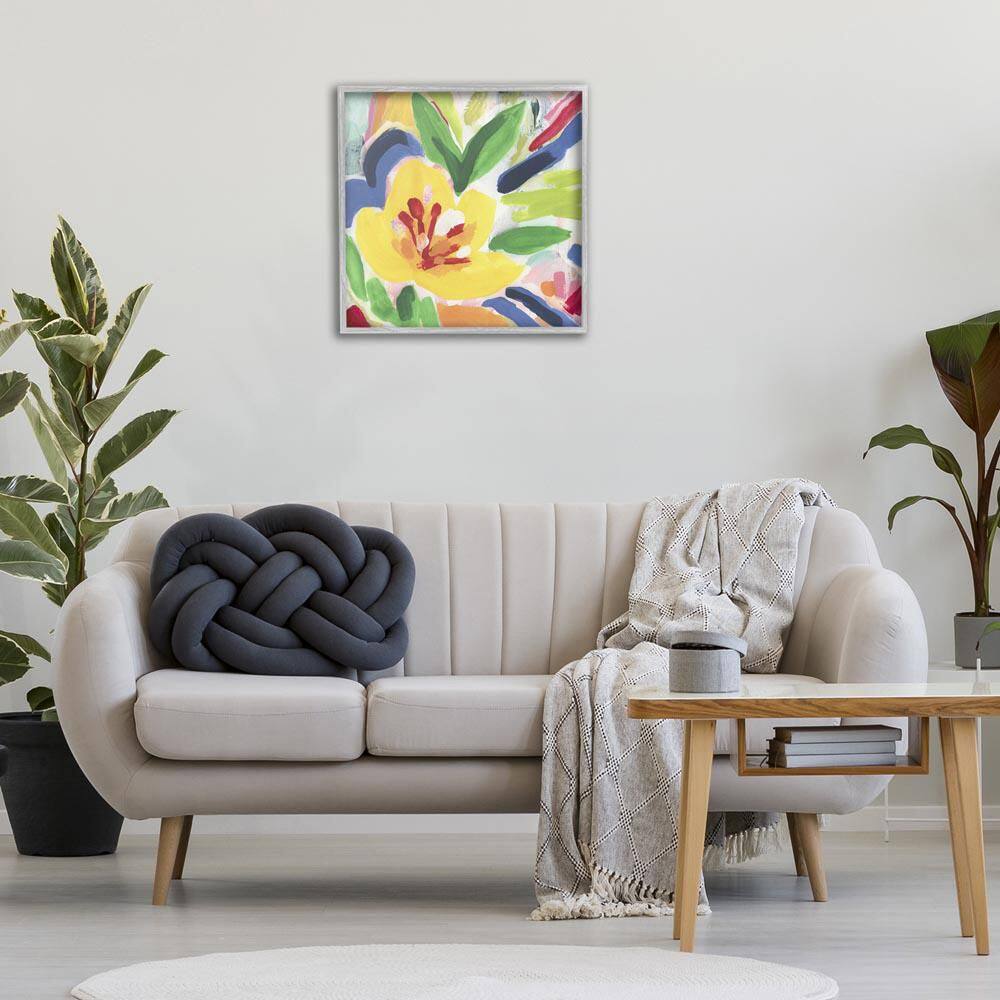 Vivid Lively Florals by June Erica Vess Gray Framed Nature Giclee Art Print 24 in. x 24 in. price history on PriceWatchPro