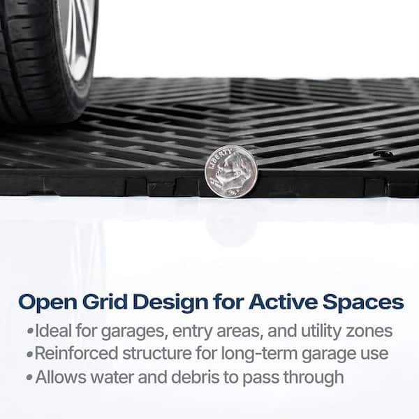 Nitro Vented 3/8 in. Garage Tiles, Midnight Black, 12 in. x 12 in., 52-Pack, Covers 52 sq. ft., Interlocking Floor Tiles