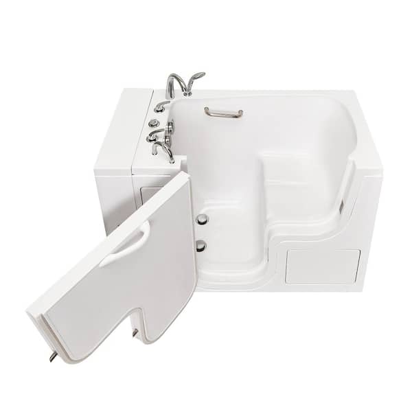 Ella Wheelchair Transfer 32 52 in. Acrylic Soaking Walk-In Bathtub in White with Fast Fill Faucet and Left 2 in. Dual Drain