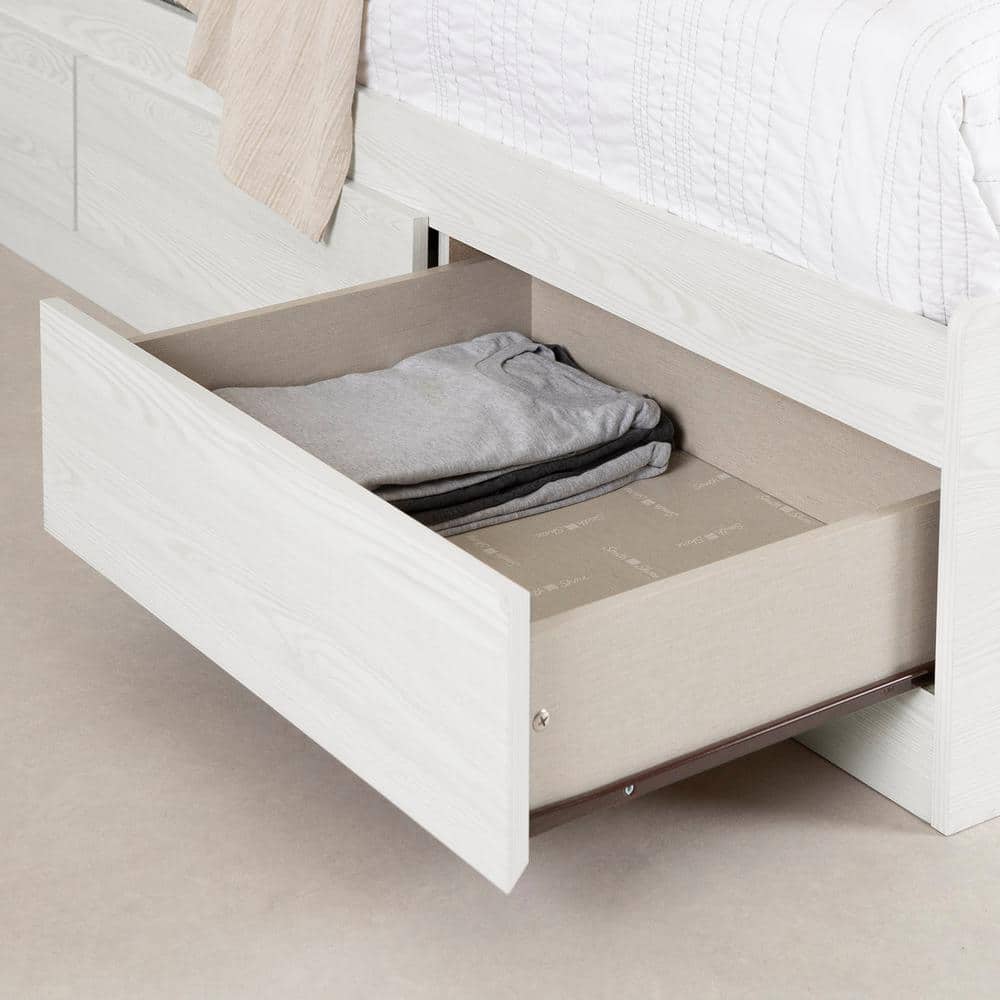 White Pine Twin Platform Bed with 3 Storage Drawers