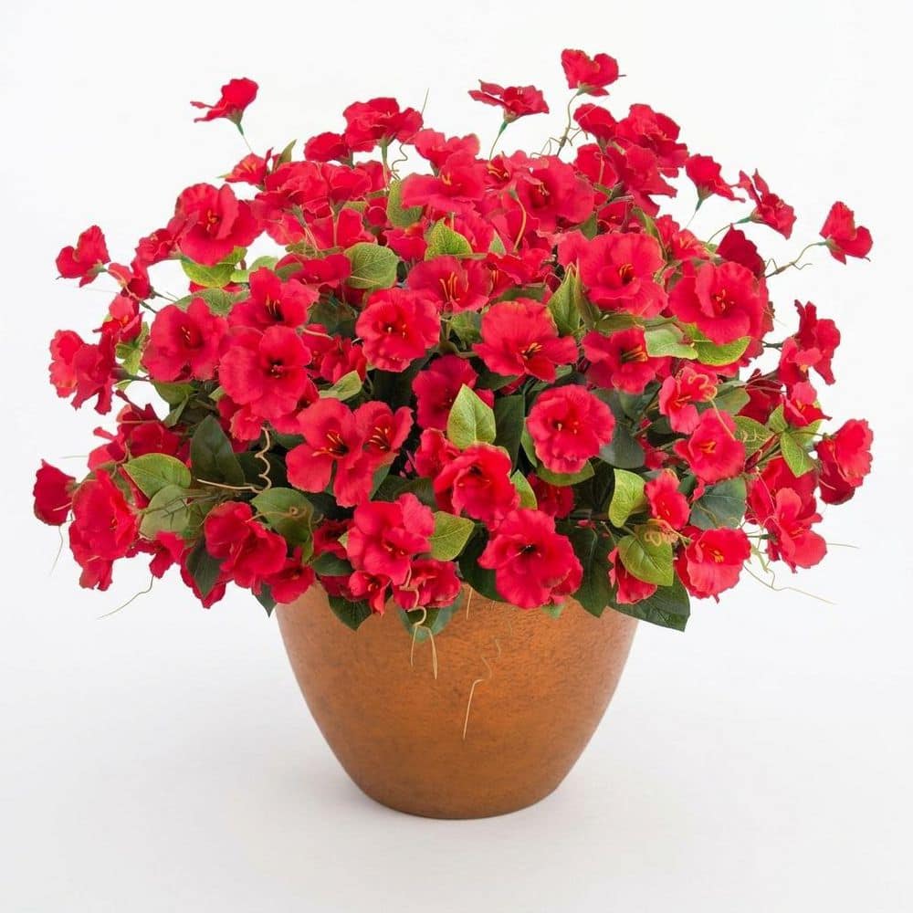 16.3 in. Artificial Red Color Family Outdoor Hibiscus Plant UV