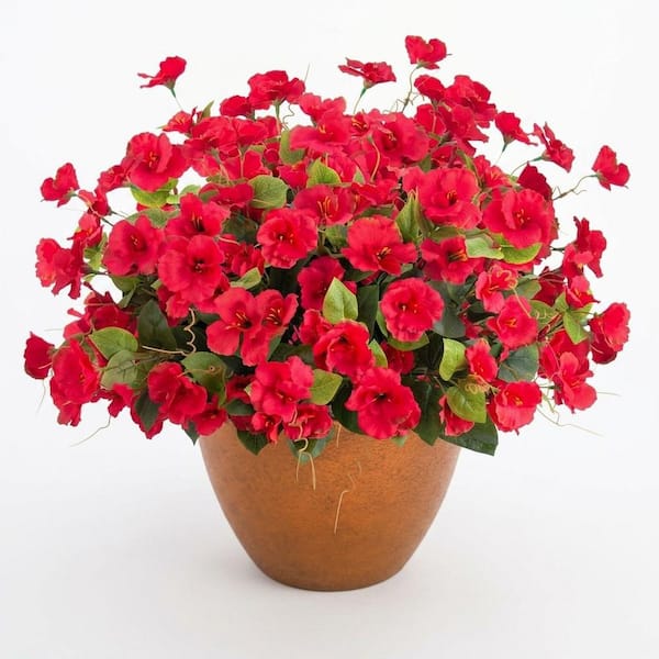 6 in. Artificial Red Color Family Outdoor Hibiscus Plant UV
