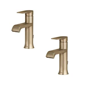 Genta Single Hole Single Handle Bathroom Faucet in Bronze Gold (2-pack)