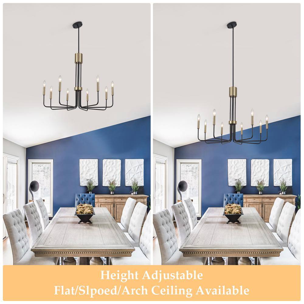 Black and Gold 8-Light Candle Style Chandelier