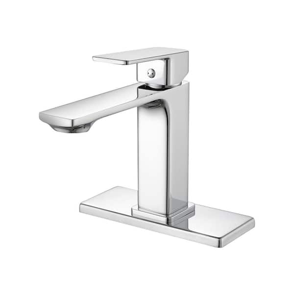 Mediterraneo Andria Single Handle Single Hole Bathroom Faucet with Deckplate included in Chrome
