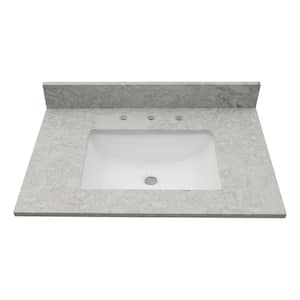 Drifting Fog 15.13 in. W x 20.38 in. D Engineered Marble Vanity Top in. White with White Rectangular Single Sink