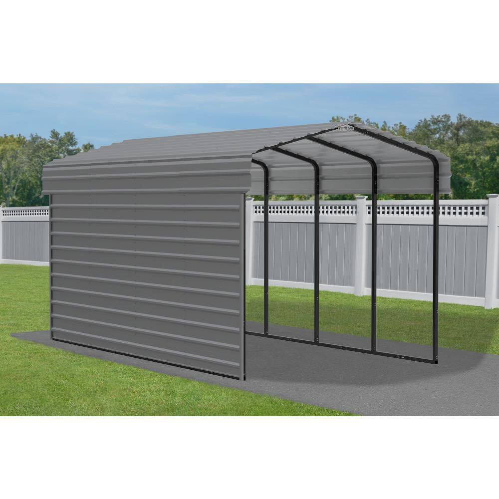 Charcoal 10' x 20' Steel Carport Kit with Enclosure