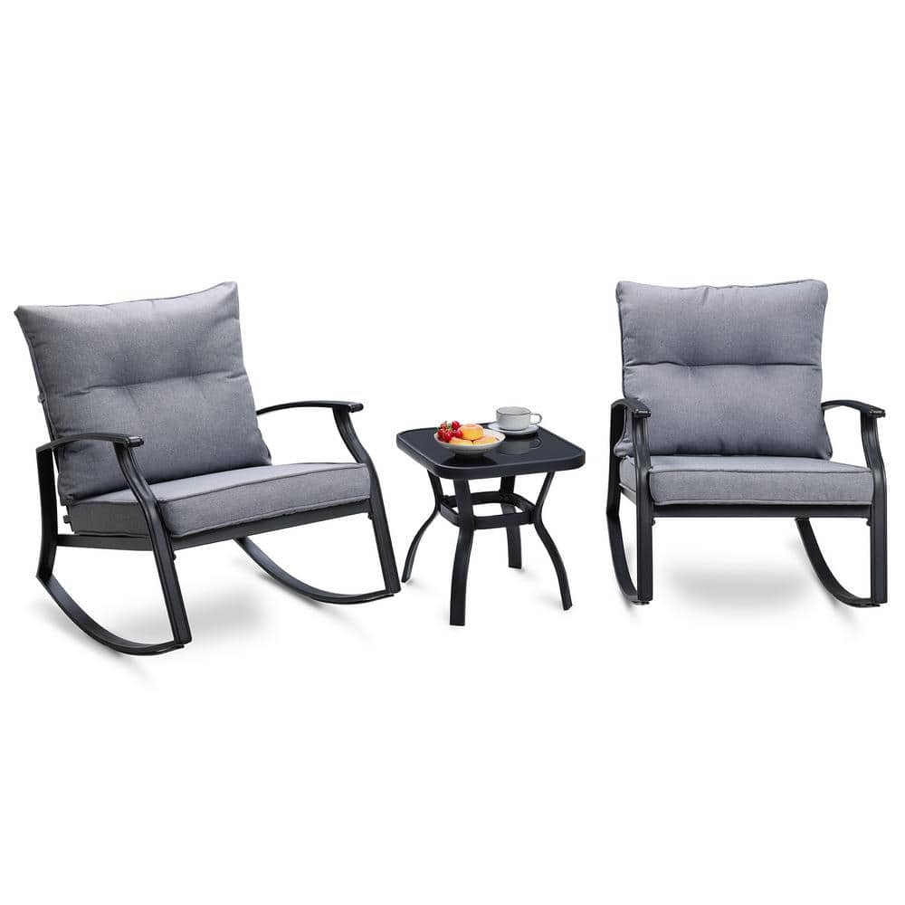 Padded rocking bistro set new arrivals