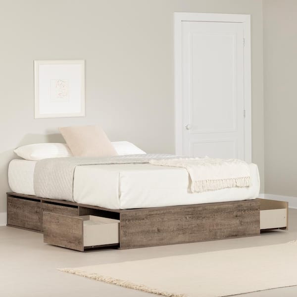 Tamarind Queen storage bed platform Queen size bed with tall