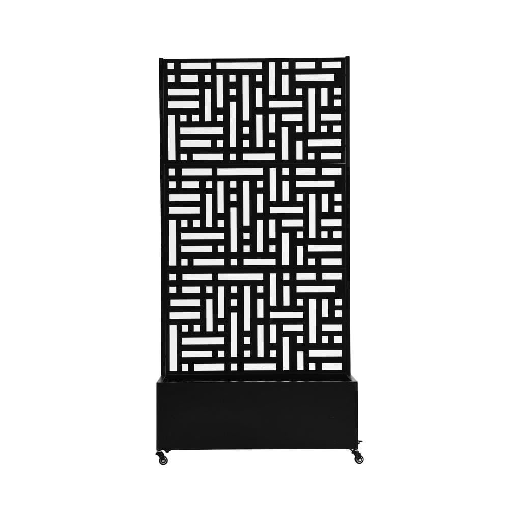 70.8 in. H × 35.4 in. W Black Privacy Metal Garden Fence Screen Panels with Planter Box and Lockable Wheels price history on PriceWatchPro