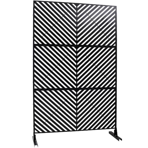 cadeninc 4 ft. x 6.33 ft. Black Outdoor and Indoor Freestanding Metal Privacy Screen Fence Panels for Outside Lawn Garden