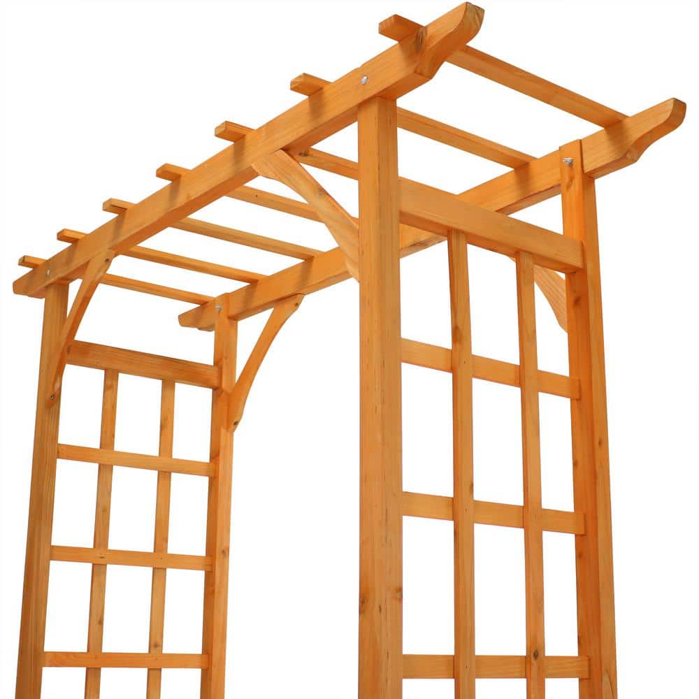 Sunnydaze 78.5" Brown Wooden Garden Arbor with Trellis Sides