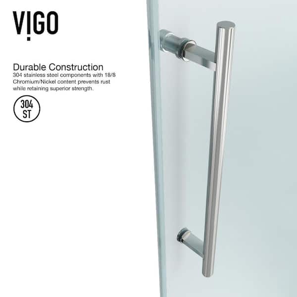 Winslow 36 in. L x 48 in. W x 80 in. H Frameless Sliding Shower Enclosure Kit in Stainless Steel with Clear Glass